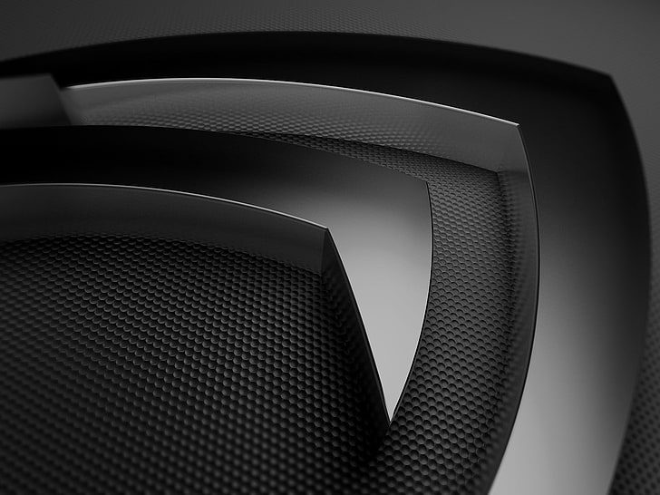 Nvidia logo wallpaper, black, GeForce, metallic, perforated, backgrounds, HD wallpaper