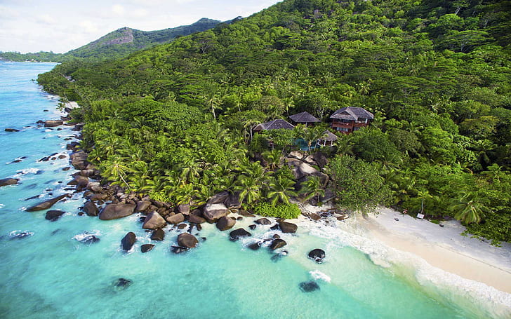 Presidential Villa Hilton Seychelles Labriz Resort Spa In The Indian Ocean Photography From The Air Wallpaper Hd 2560×1600, HD wallpaper