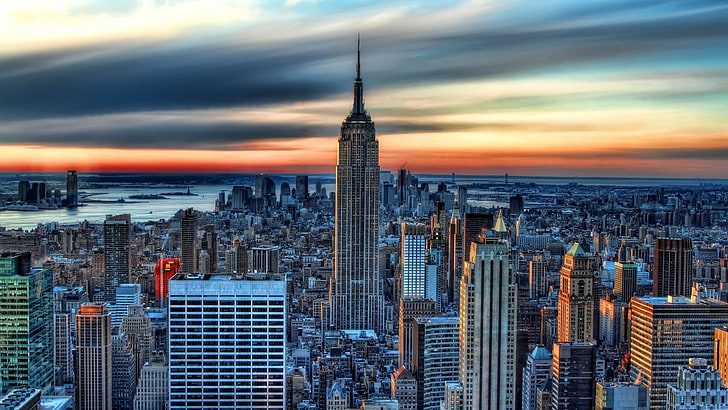 Empire State Building, New York, architecture, cityscape, clouds, HD wallpaper