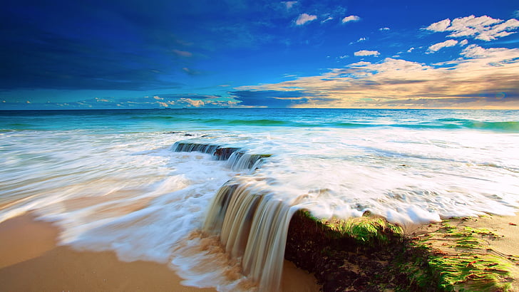 sea, sky, body of water, shore, ocean, wave, coast, horizon, HD wallpaper