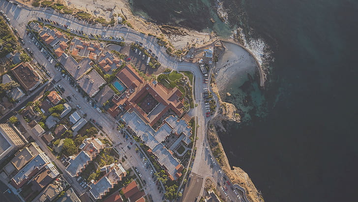 body of water, beach, aerial view, building exterior, architecture
