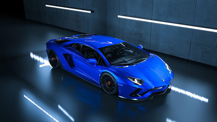 vehicle, car, supercars, Lamborghini, blue cars, Lamborghini Aventador LP750-4 SV, HD wallpaper