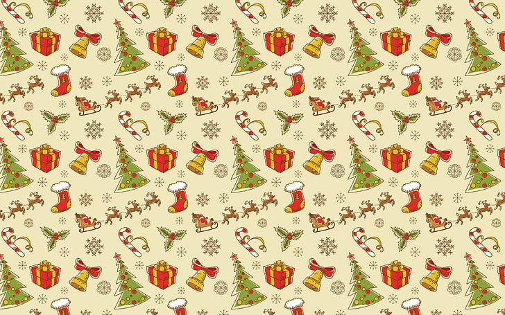 Christmas, New Year, pattern, backgrounds, full frame, repetition, HD wallpaper