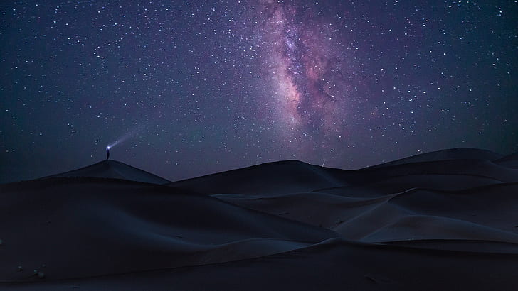 long exposure, Milky Way, space, dune, landscape, Sahara, nature