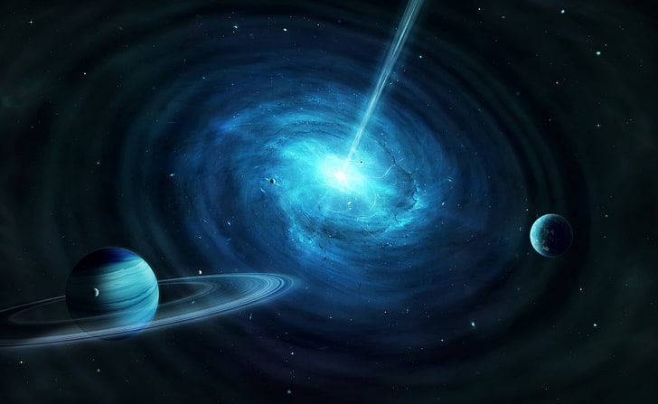 Quasar, blue planet illustration, Space, star - space, astronomy