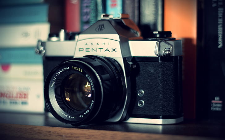 Pentax camera, lens, HD wallpaper