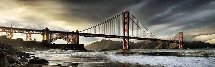 cityscape, Golden Gate Bridge, San Francisco, California, multiple display