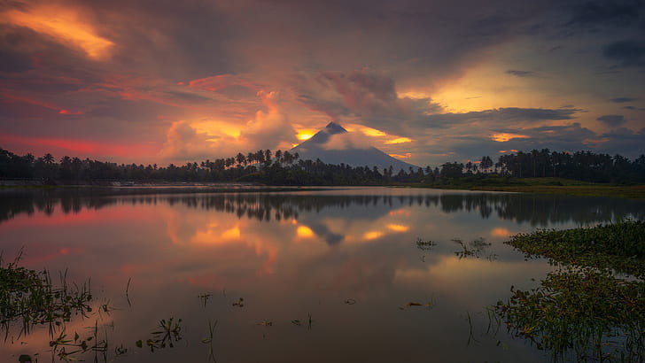 Gabawan Lake In Daraga Albay Philippines Reflection Of Mayon Volcano Ultra Hd Desktop Wallpapers For Computers Laptop Tablet And Mobile Phones 3840×2160, HD wallpaper