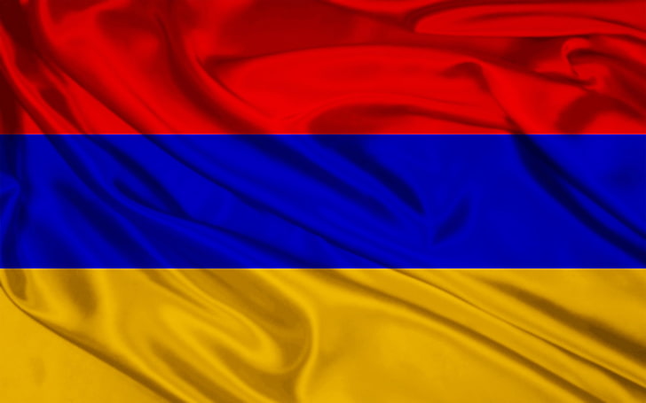 red, blue, and yellow striped flag, Orange, Armenia, patriotism