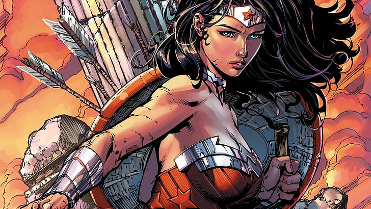superheroines Wonder Woman, women, artwork, fantasy art, Warrior