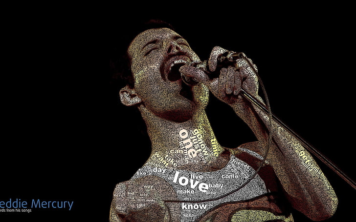 Freddie Mercury sketch, queen, soloist, words, singing, religion, HD wallpaper