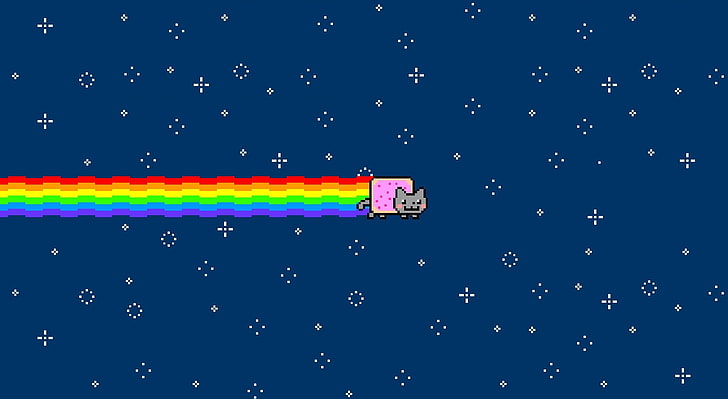 Nyan Cat, cat and rainbow illustration, Games, Other Games, Minecraft