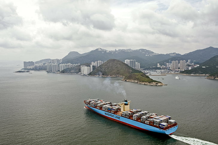 cargo, line, maersk, ship, HD wallpaper