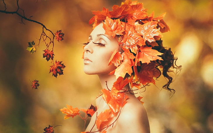 hot girl pic 1920x1200, one person, autumn, close-up, portrait, HD wallpaper