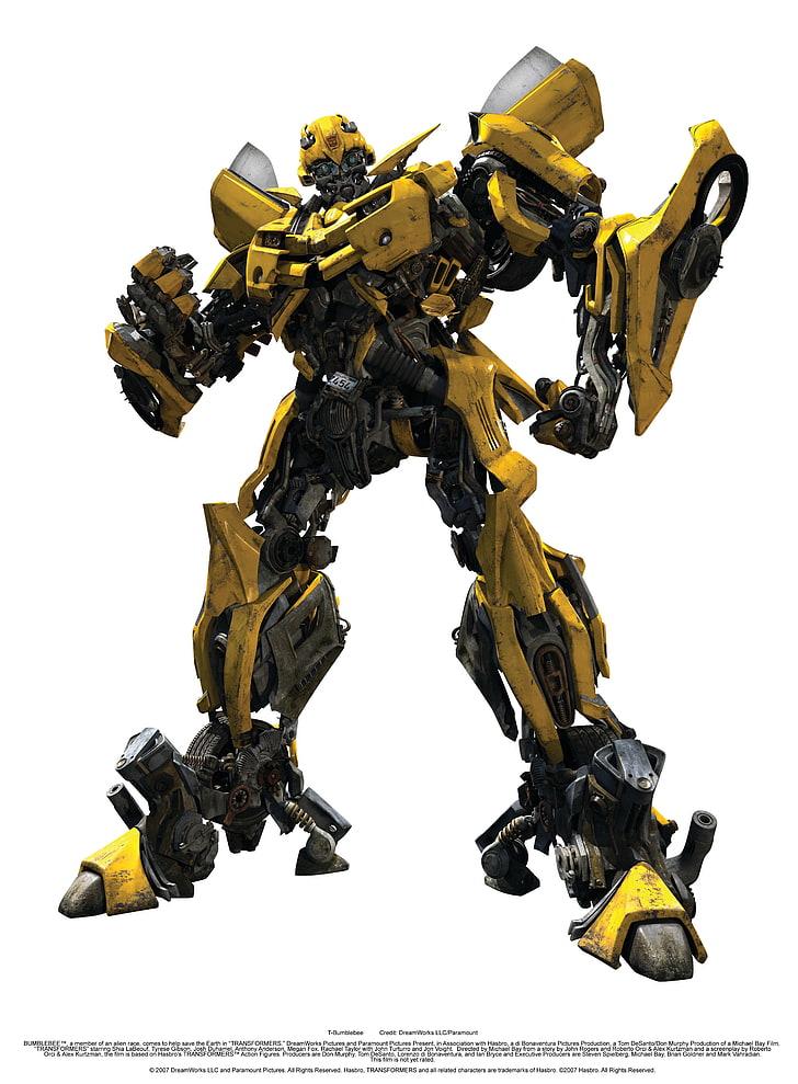 Bumblebee digital wallpaper, Autobots, Transformers, white background