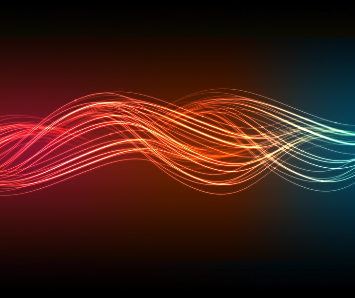 red and blue light strings, abstract, spectrum, digital art, lines, HD wallpaper