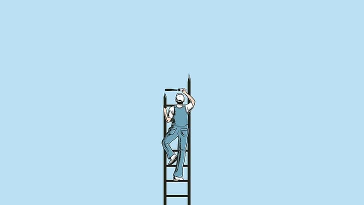Minimalism, People, Ladder, Art, Chow Hon Lam, HD wallpaper