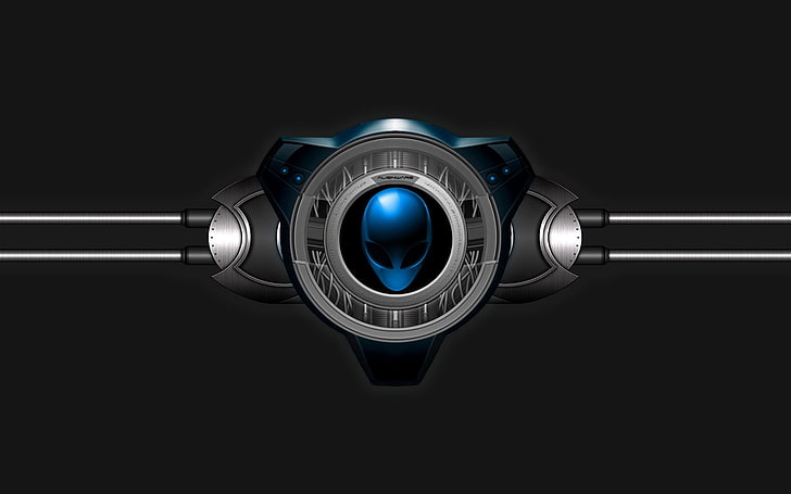 silver and blue Alienware logo, Technology, HD wallpaper