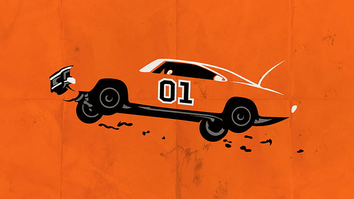 Dukes of Hazzard General Lee Jump HD, red white and black 01 racing card wallpaper, HD wallpaper