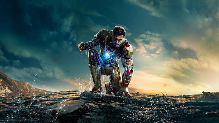 Tony Stark, Robert Downey Jr., The Avengers, Iron Man 3, sea