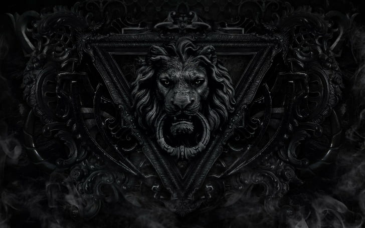 HD wallpaper: black, lion, monochrome, fantasy art, dark | Wallpaper Flare