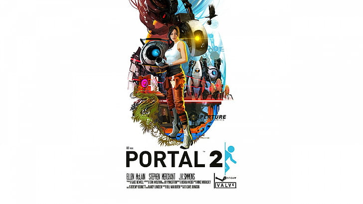 turrets, Companion Cube, Atlas (Portal), Portal (game), P-body, HD wallpaper