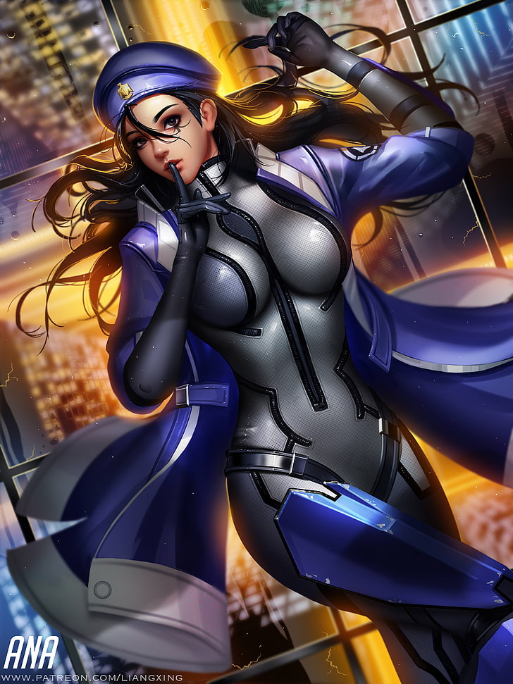 black-haired female anime character, Overwatch, women, tight clothing