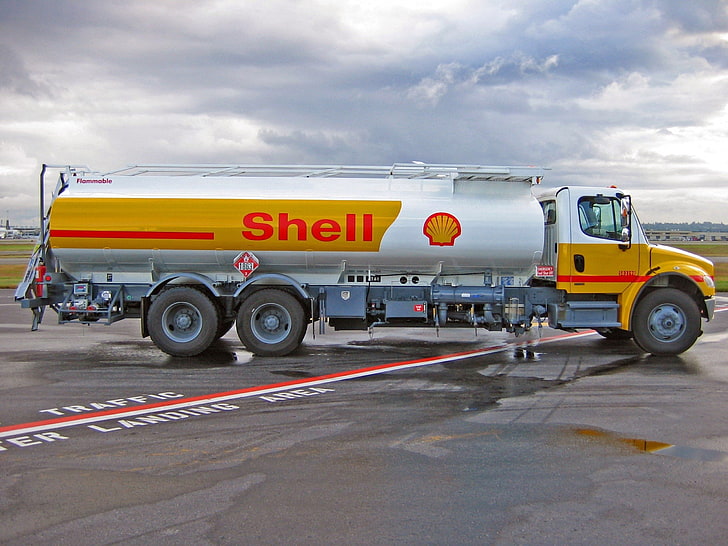 company, fuel, gas, oil, shell, tankers, trucks, vehicles, HD wallpaper