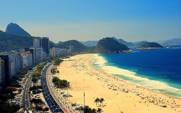 beach, city, cityscape, building, Brazil, Rio de Janeiro, Copacabana