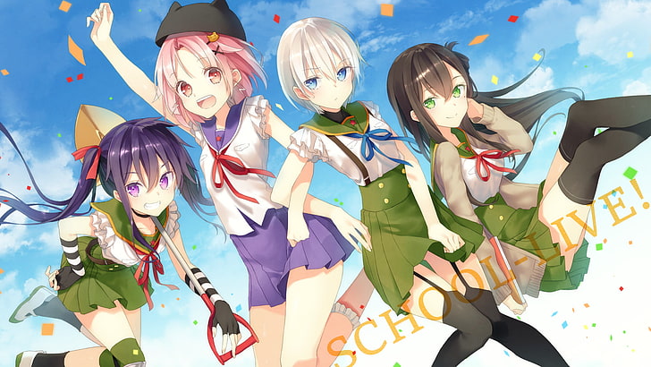 Anime, School-Live!, Kurumi Ebisuzawa, Miki Naoki, Yuki Takeya, HD wallpaper