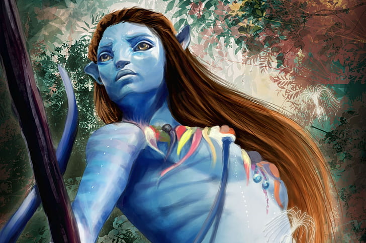 Avatar, fantasy art, blue skin, HD wallpaper