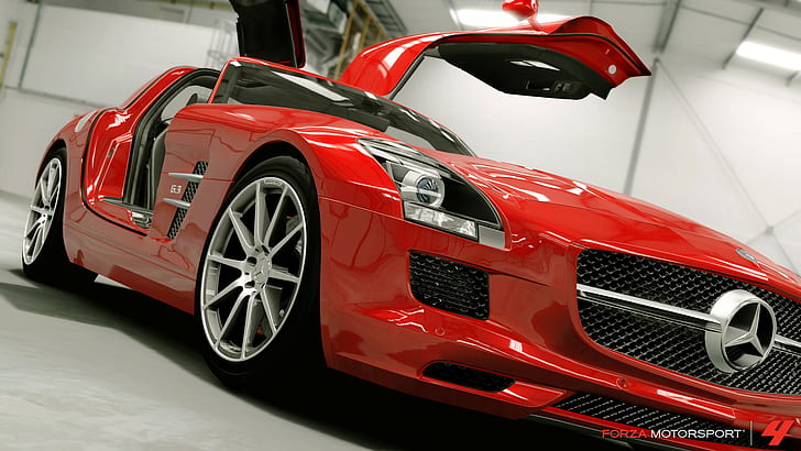 Forza Motorsport, Forza Motorsport 4, car, video games, Mercedes SLS AMG, HD wallpaper
