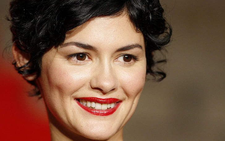 Audrey Tautou, women's red lips, celebrities, 1920x1200
