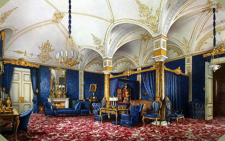 habitacion, interior, lujo, palacio, HD wallpaper