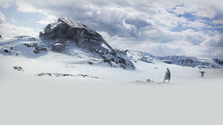 snow-covered mountain, mountains, stormtrooper, Star Wars, Hoth