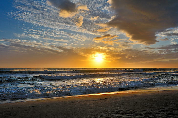 HD wallpaper: Beach Shore Sunset, sunrise, beautiful, 3d and abstract |  Wallpaper Flare