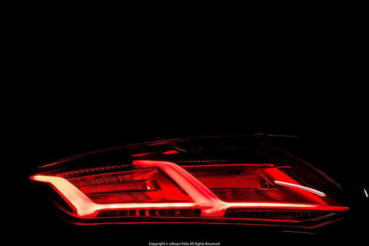 Audi TT, car, red, illuminated, copy space, black background, HD wallpaper