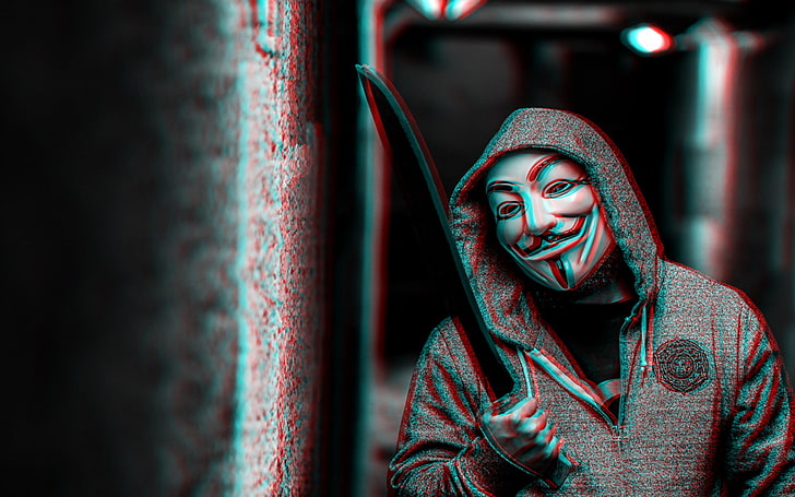 V for Vendetta, Anonymous, religion, one person, focus on foreground