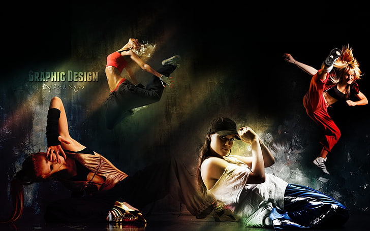 Graphic Design advertisement, dancing, hip hop, music, Rosa Negra, HD wallpaper