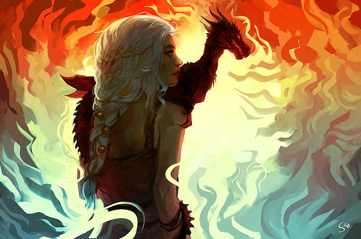 Game of Thrones Daenerys Targaryen painting, artwork, fan art