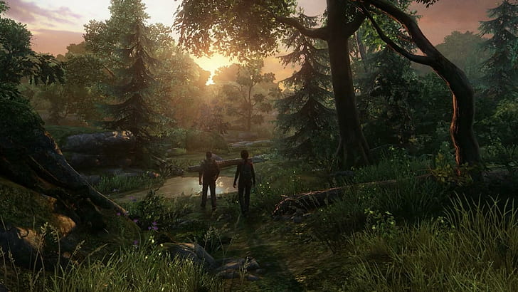 Joel and Ellie - The Last of Us, game interface, games, 1920x1080