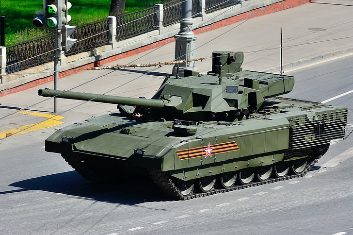 green military tank, parade, red square, armor, battle tank, Armata, HD wallpaper