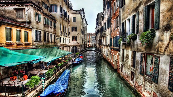 canal, boat, gondola, architecture, tourism, water, europe, HD wallpaper