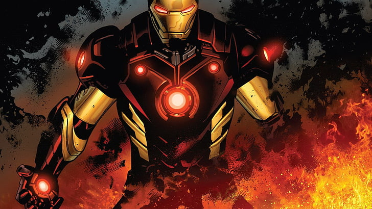 Iron Man illustration, Tony Stark, Marvel Comics, illuminated