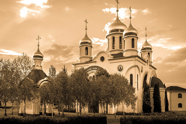 architectural photography of white mosque, St. Sergius, Radonezh