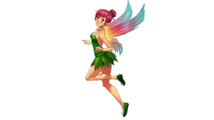 HD wallpaper: anime girl, fairy, wings, jumping, studio shot, white  background | Wallpaper Flare