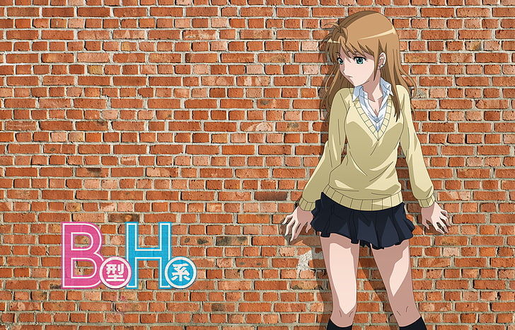 Brick Wall pretty cg shade sweet stand nice brick anime anime girl  long hair HD wallpaper  Peakpx