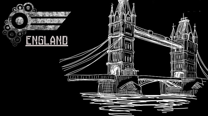 Tower Bridge, England illustration, artwork, typography, London, HD wallpaper