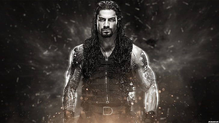 Hd Wallpaper Roman Reigns Monochrome Young Adult One Person Front View Wallpaper Flare