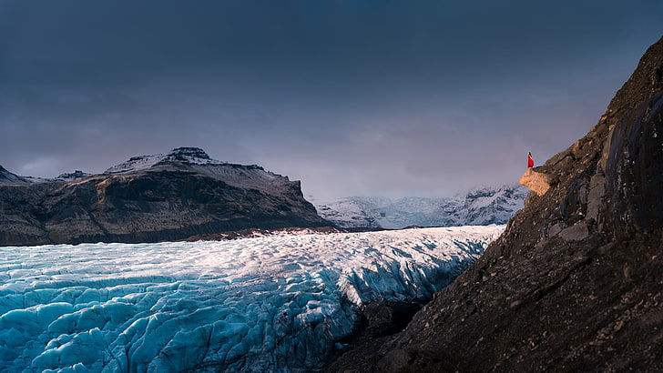 glaciers, nature, ice, landscape, mountains, snow, cold temperature, HD wallpaper